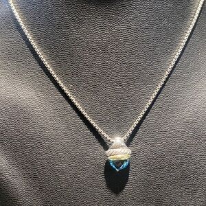 David Yurman Elegant Silver and Blue Pendant Necklace